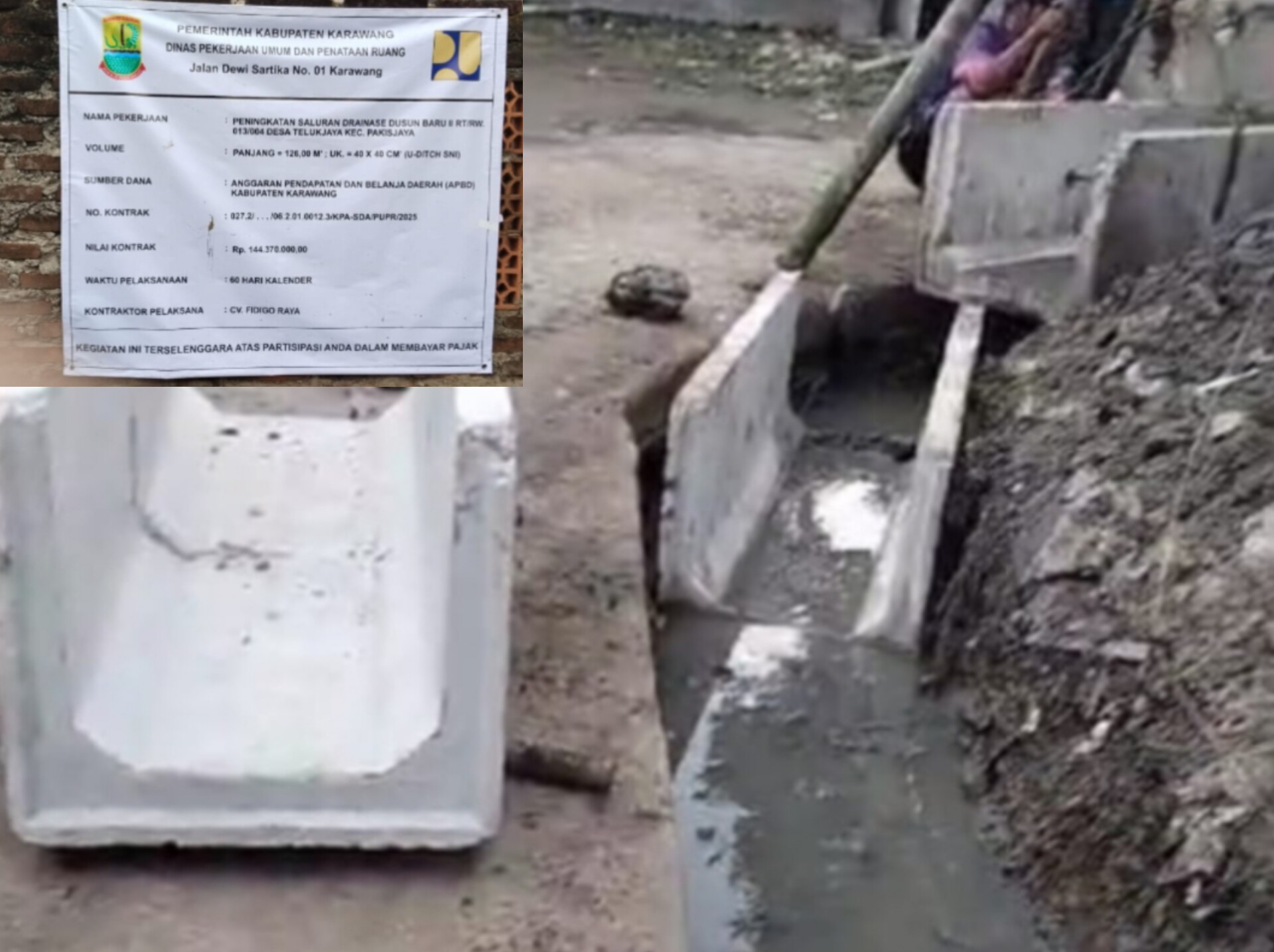 Proyek Drainase di Telukjaya Karawang Disorot Warga. (AlexaPodcast.ID)
