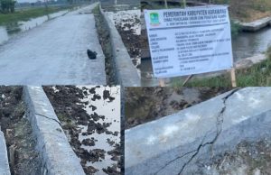 Miris, Belum Seminggu Selesai, Proyek CV Hutami & CO Sudah Miring dan Retak Kualitas Dipertanyakan, Turap P-APBD Karawang Retak Sebelum Difungsikan. (AlexaPodcast.ID) 