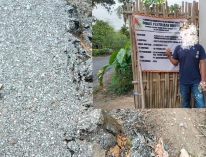 Baru Rampung, Proyek Jalan Lingkungan oleh CV Akbar Brother Mandiri di Tubaba Sudah Rusak Warga Soroti Kualitas Jalan Lingkungan di Penumangan Baru. (AlexaPodcast.ID)