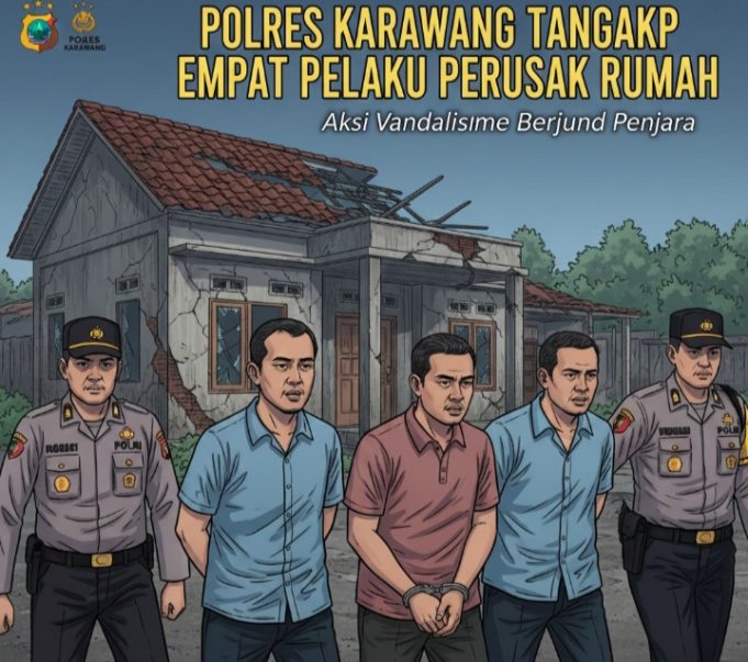 Emosi Tak Terkendali, Empat Pelaku Perusakan Rumah di Jayakerta Diamankan Polres Karawang Gambar ilustrasi, empat pelaku di amankan Polres Karawang. (AlexaPodcast.ID)