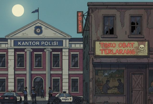 Gambar ilustrasi, toko diduga penjual obat terlarang dekat kantor Polisi. (AlexaPodcast.ID)