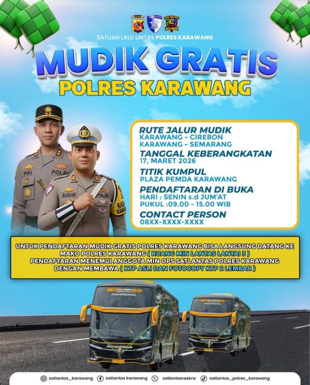 Polres Karawang Siapkan Mudik Gratis ke Cirebon dan Semarang, Kesempatan Pulang Tanpa Beban. (AlexaPodcast.ID)