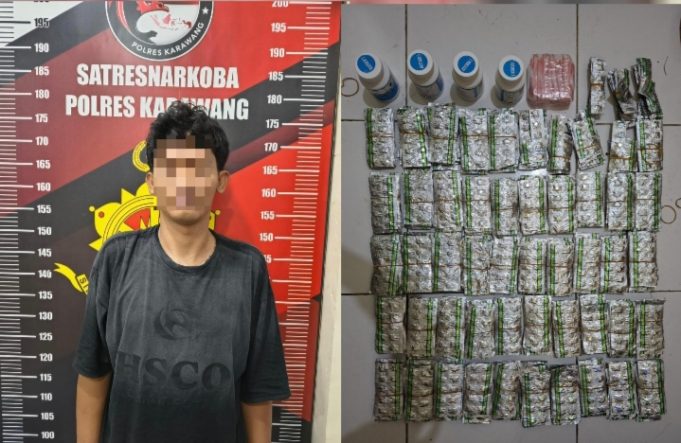 Modus Warung Sembako dan Counter Pulsa, Empat Pengedar Obat Keras Diciduk Polres Karawang Edarkan Tramadol dan Hexymer, Empat Pelaku Diciduk Polisi. (AlexaPodcast.ID)
