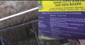 CV Rizza Perdana Disorot, Proyek Pemagaran SDN Kalijaya 07 Diduga Dikerjakan Asal-Asalan