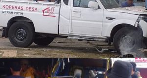 Kecelakaan di Tanjungpura Karawang, Mobil KDMP Hantam Belakang Angkot hingga Ringsek Angkot Ditabrak Mobil Operasional Koperasi Desa Merah Putih. (AlexaPodcast.ID)
