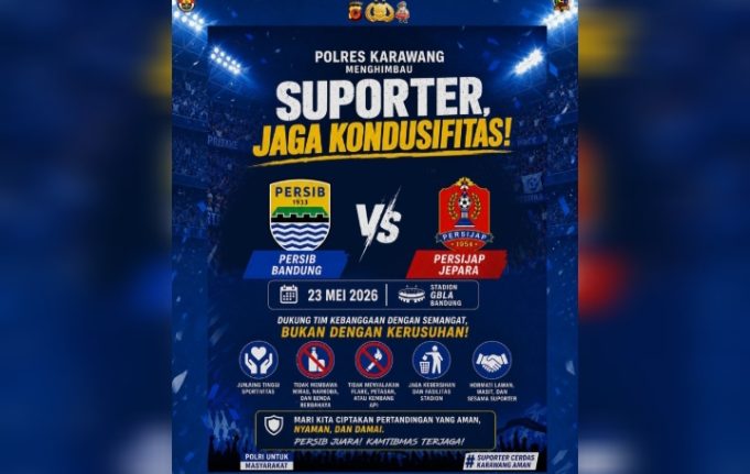 Polres Karawang Warning Euforia Berlebihan Saat Nobar Persib, Hindari Aksi Provokatif Jelang Laga Persib Kontra Persijap, Kapolres Karawang Minta Suporter Tetap Kondusif. (AlexaPodcast.ID)