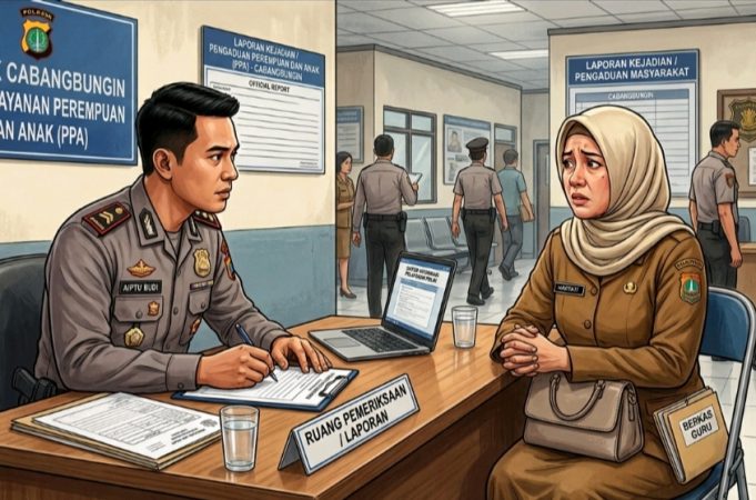 Oknum Guru PPPK SMPN 2 Cabangbungin Dilaporkan oleh Kades ke Polisi, Diduga Cemarkan Nama Baik Gambar ilustrasi, Guru PPPK di Bekasi Resmi Dilaporkan ke Polsek. (AlexaPodcast.ID)